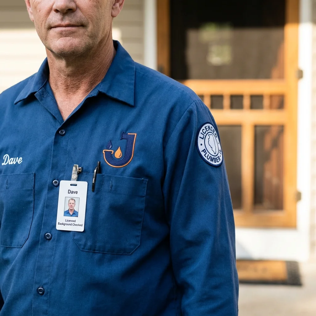 Licensed plumber showing ID badge in Napavine, WA